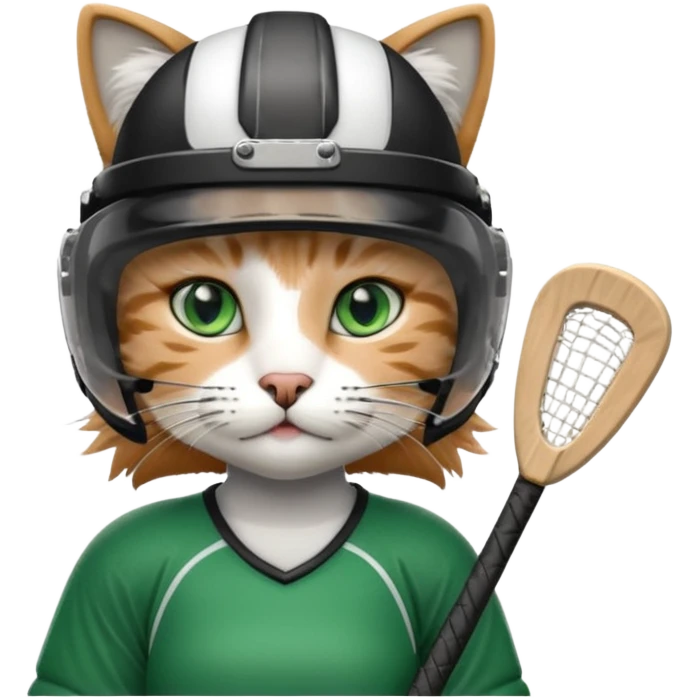 female cat hockey player with hockey stick emoji
