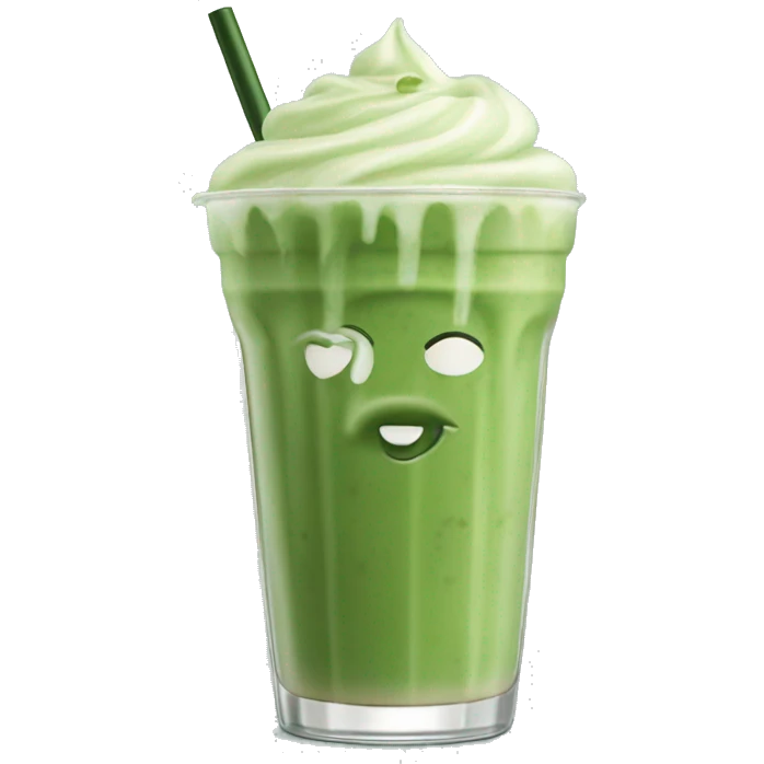 Iced matcha latte with no whipped topping in glass emoji