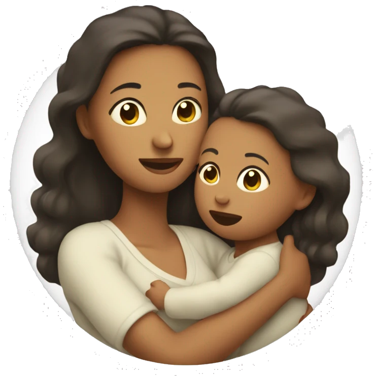 Mom holds the baby in her arms facing each other emoji