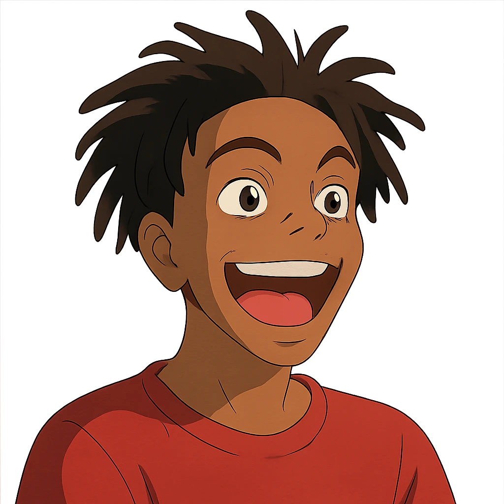 ghibli style portrait of IShowSpeed, lively and expressive emoji