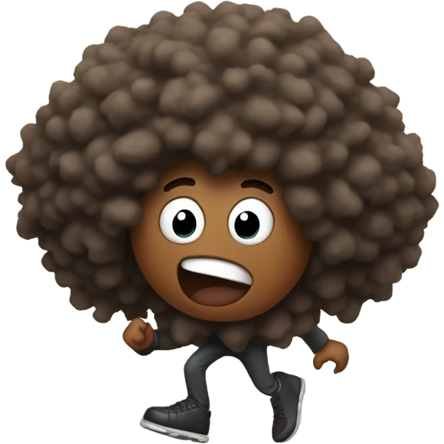 A pile of Poo with Afro hair and 2 legs running emoji