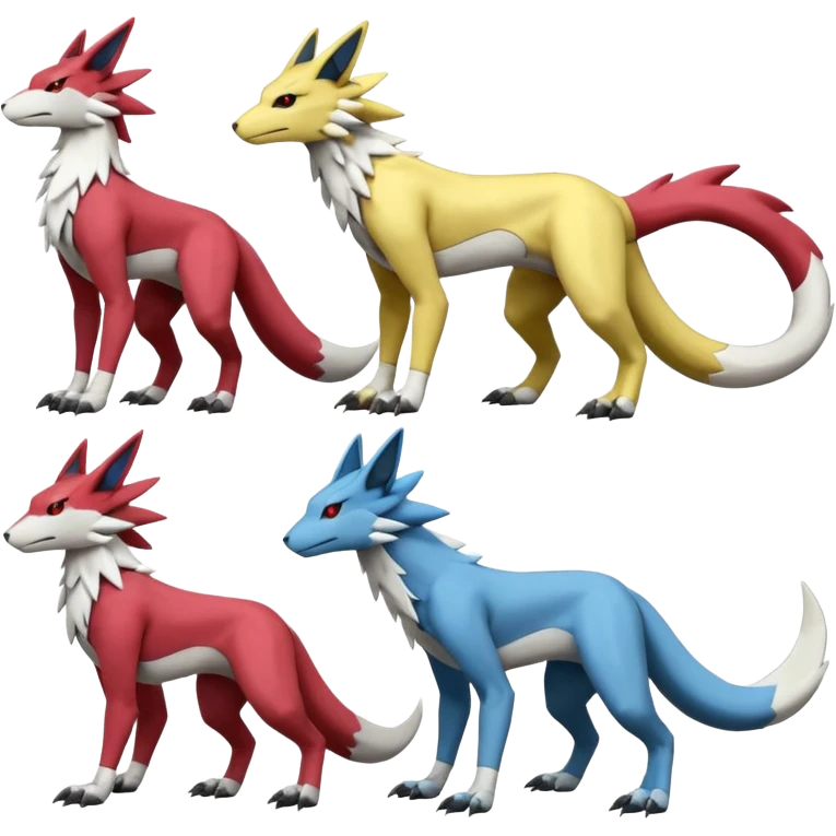 Zeraora-Lombax-Sergal-Zangoose-Cyclizar-Genesect-Pokémon, full body emoji