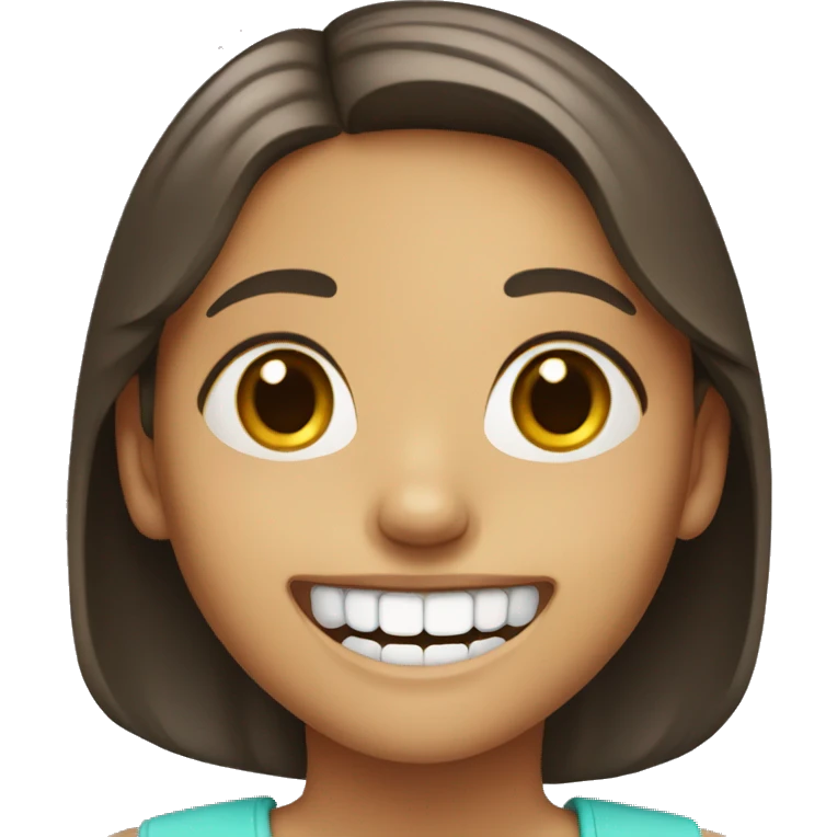 Girl smiling with braces emoji