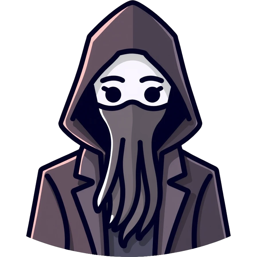 Squid Game front man with black mask and coat emoji