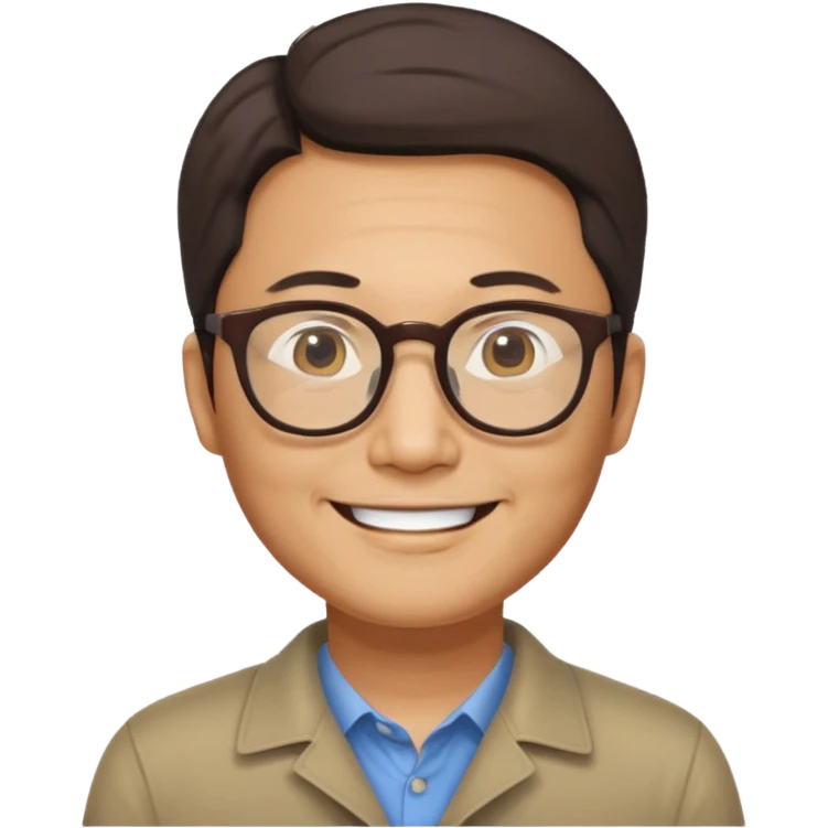 안경을 낀 40대 표준 체격의 한국인 남성 emoji