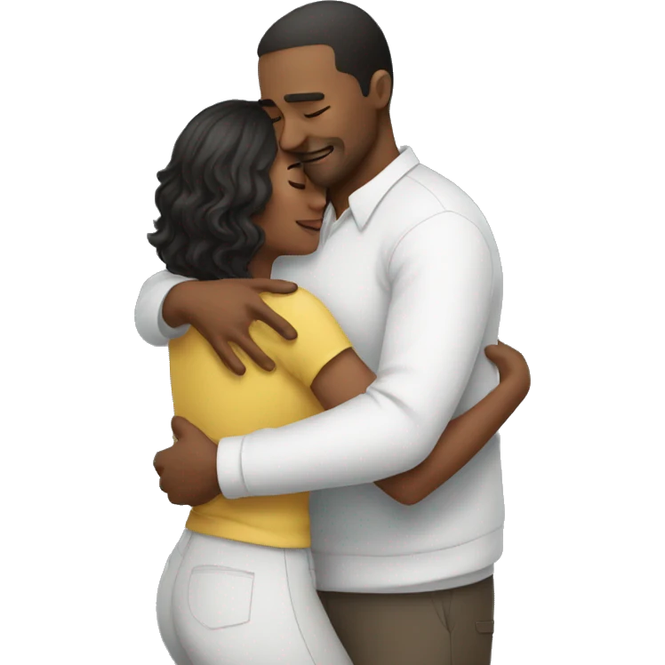 man tight hug woman emoji