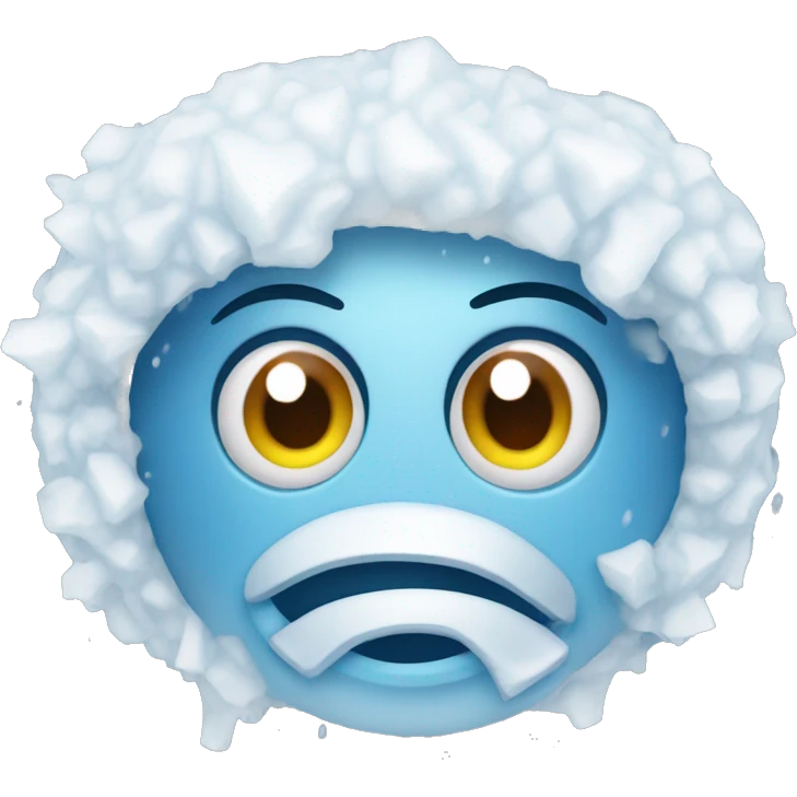 Freeze/Cold Emoji  Like smily emoji with big eyes, Ice from eyes and ear muffs emoji