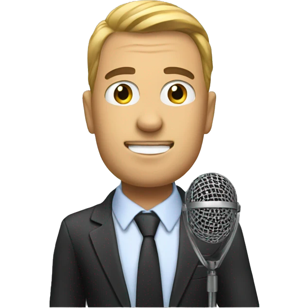 Guy taking interview with microphone  emoji