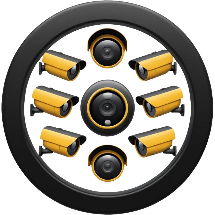 Looking down on a circle of CCTV cameras  emoji