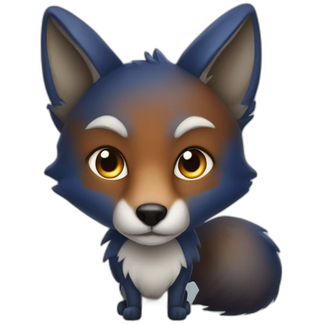 Dark blue fox with shining eyes emoji