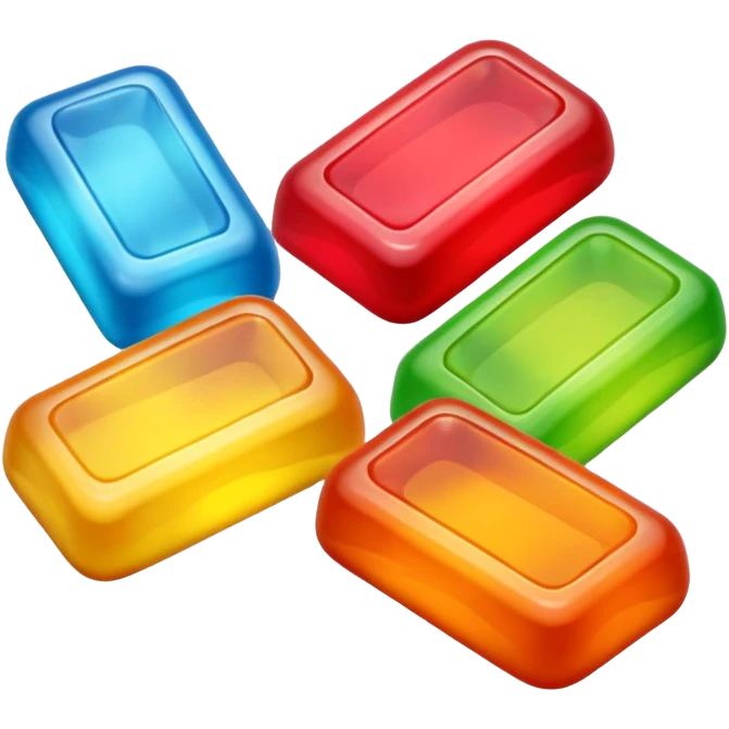 few colorful gummy candies, simple, clear emoji