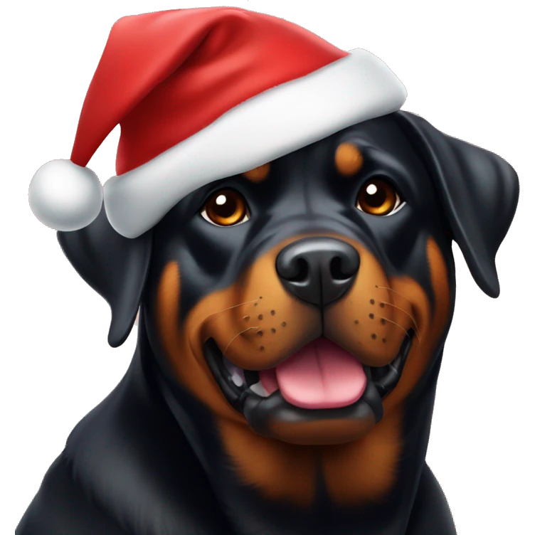 Rottweiler with a Santa hat  emoji
