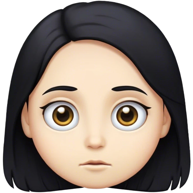Long black hair. Big eyes.Round face. emoji