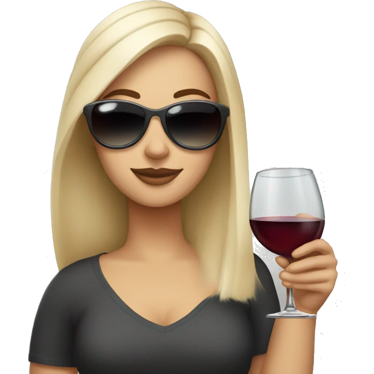 White girl wearing sunglasses holding a glass of wine  emoji