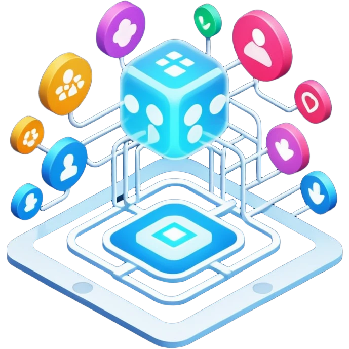 create an isometric analogous to showcase AI embedded experience in workflows emoji