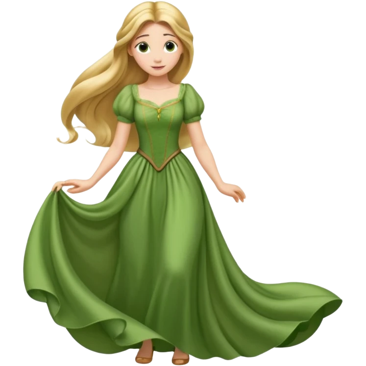 Rapuncel in green dress emoji