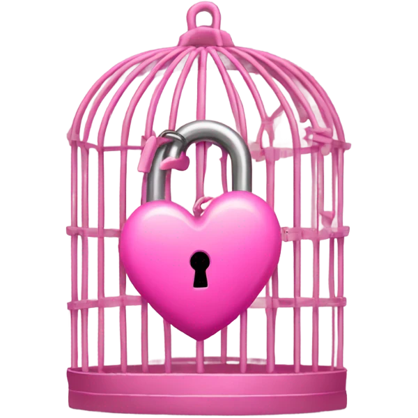 Pink heart locked In cage with a lot of locks emoji