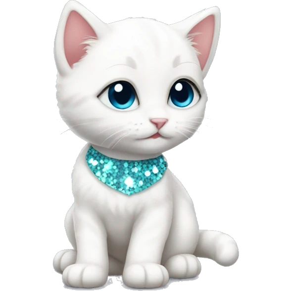 A white kitten with sequins emoji