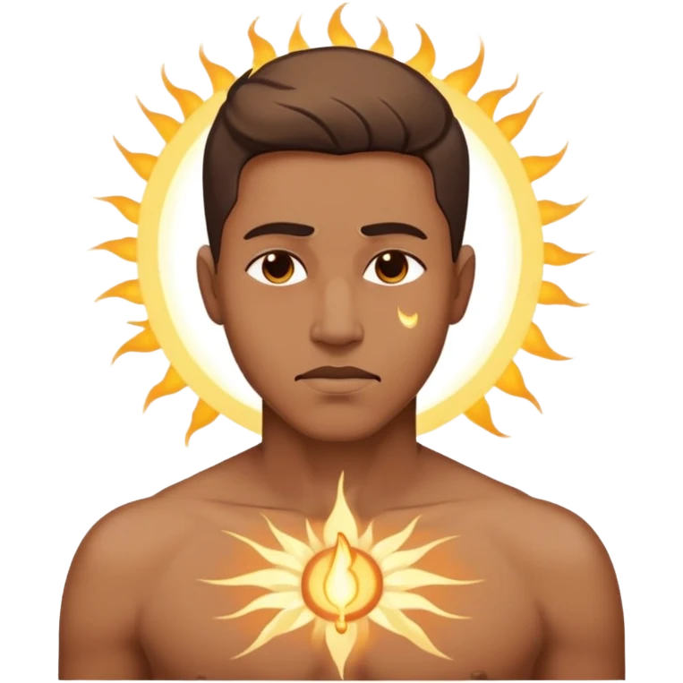 transition from a man with a spiritual pain on his chest growing up to a man with a soul glowing on his body representing his healed version karmically and using that energy to heal others emoji