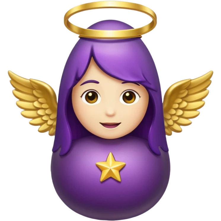 Original eggplant emoji wearing an angel halo emoji