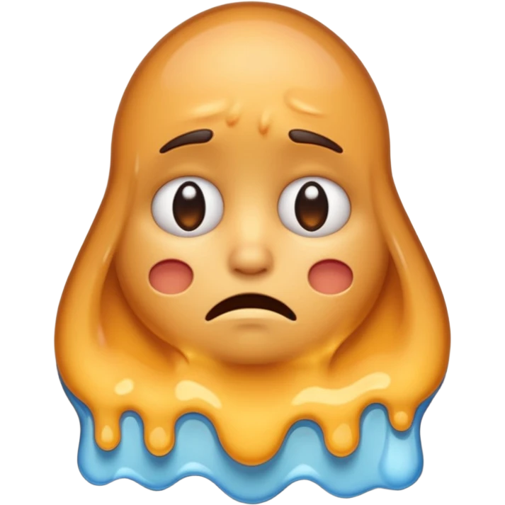 If you are familiar with the Melting Face Emoji, please, generate an emoji with that same face but sad. I don't want the face to be smiling, but sad. Also, the face should be leaning against a wall emoji