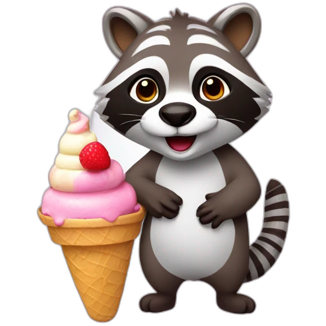 Racoon with ice cream emoji
