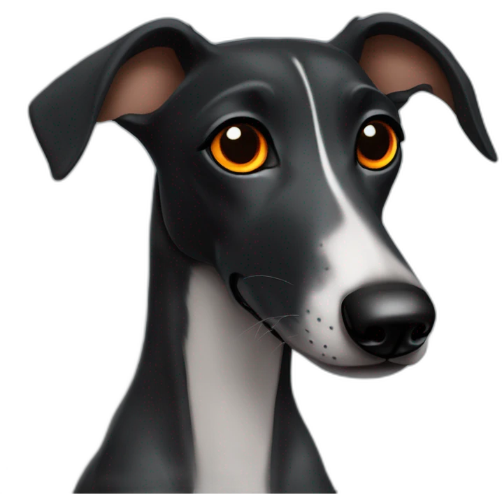 black baby greyhound with orange eyes emoji