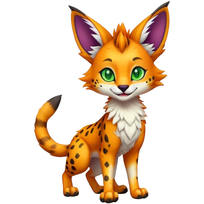 Epic Cute Colorful Dark Sergal-Serval-Vernid full body emoji