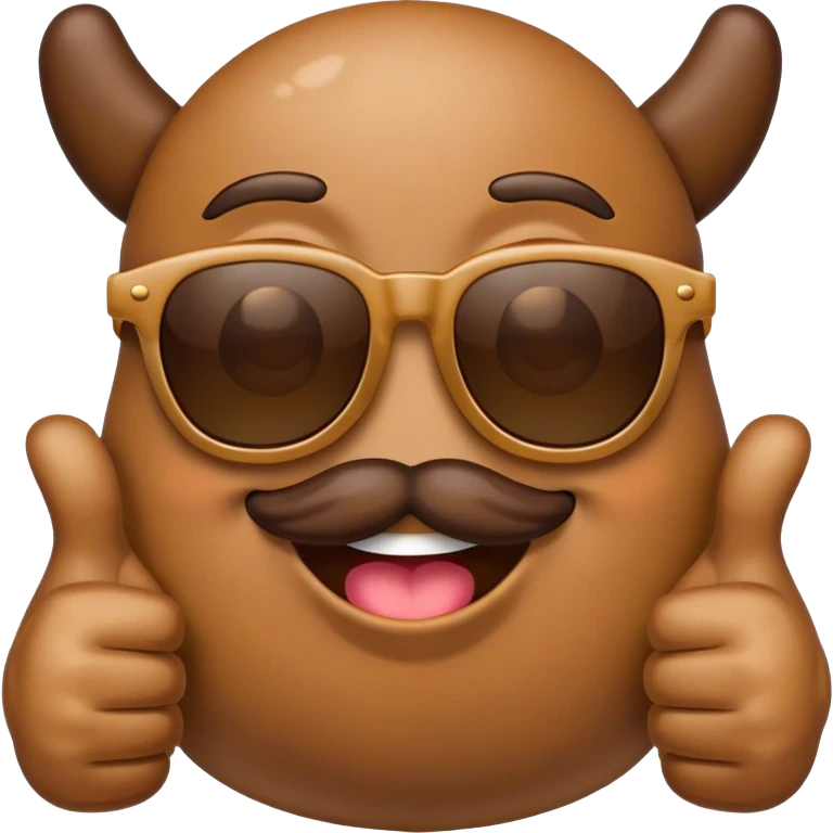 Poop emoji with sunglasses and two thumbs up emoji