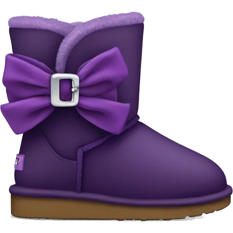 Dark Purple ugg boots with fur and purple silver buckle and light purple bow emoji