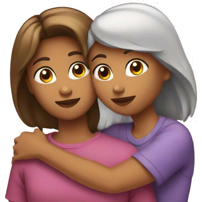 Two sisters hugging emoji