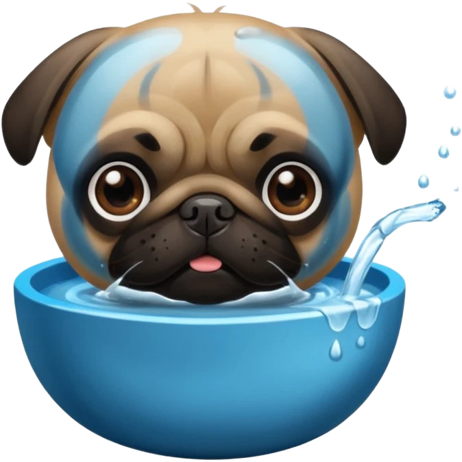 Pug Drinking some water emoji