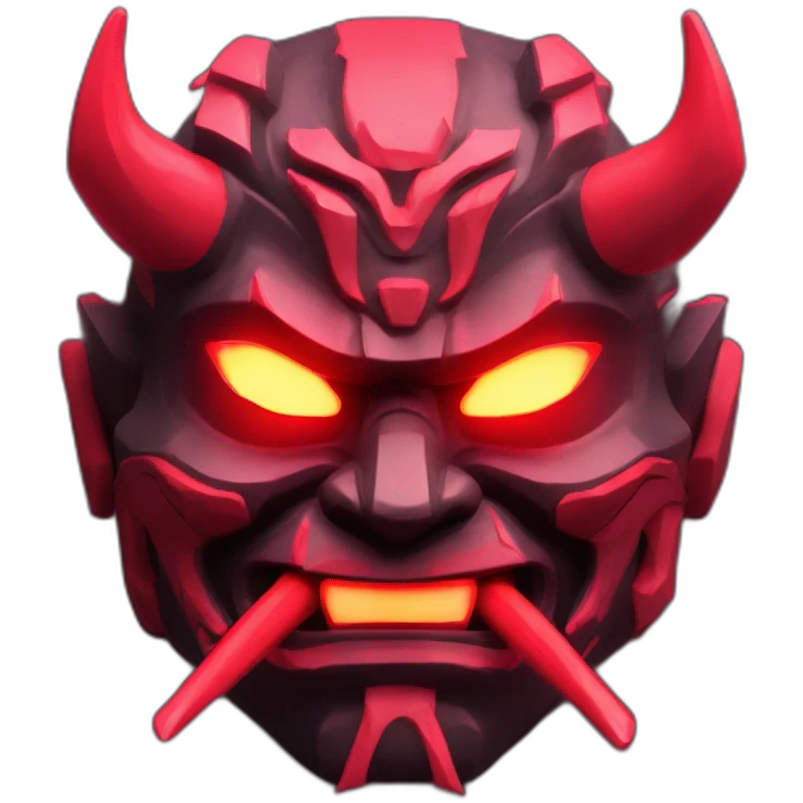 ONI MASK black color eyes red glowing neon japanese style low poly 3d emoji