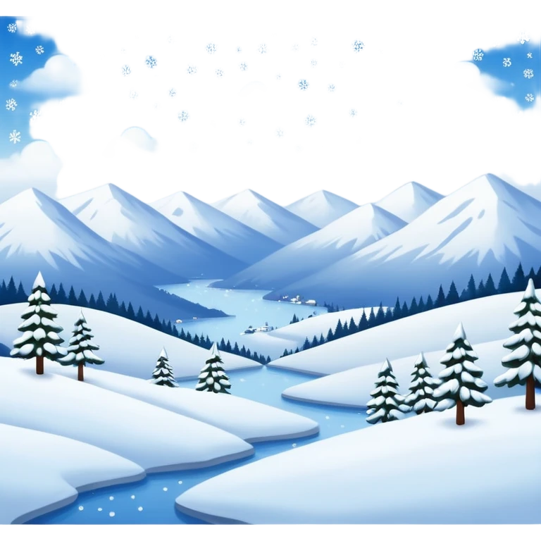 painting with snowing landscape emoji