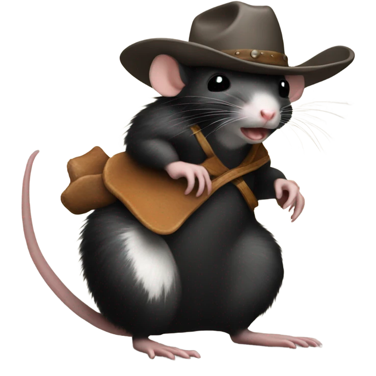 Rat wearing a cowboy hat riding a skunk emoji