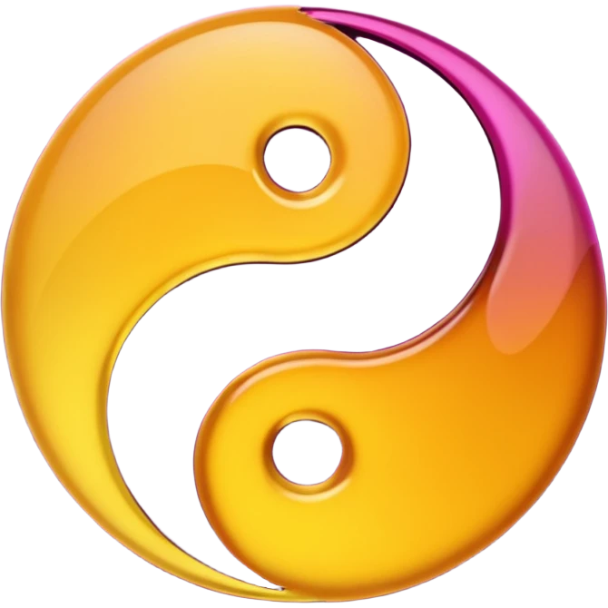 Yin Yang amber and magenta emoji