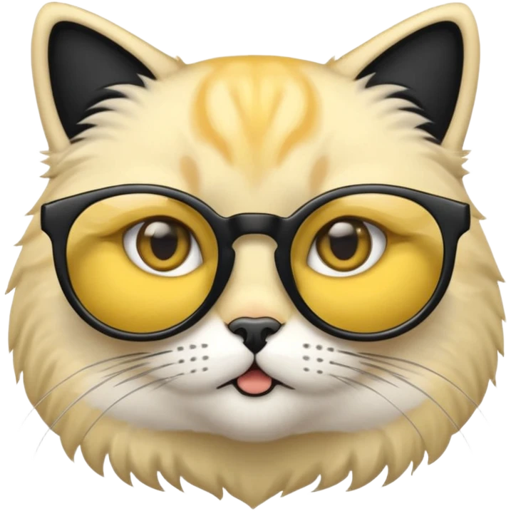 chat blanc à lunette noir emoji