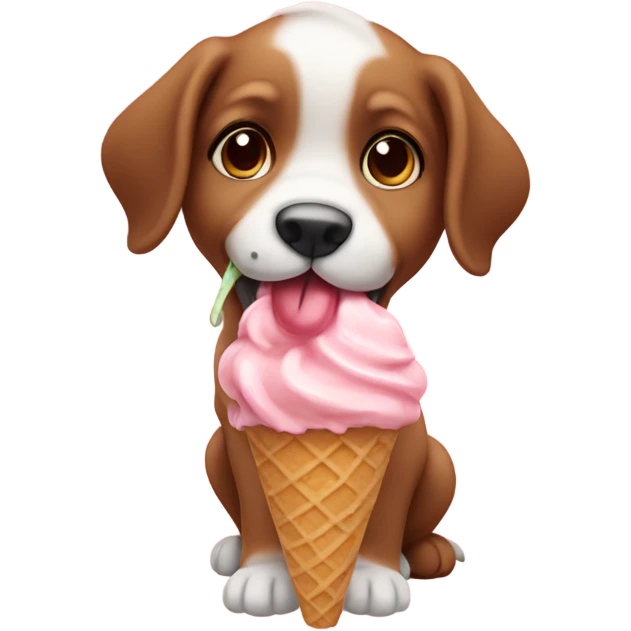 Cute puppy eating ice cream emoji
