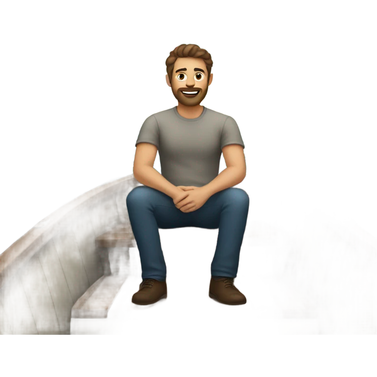 Brown hair man with beard on a boat emoji
