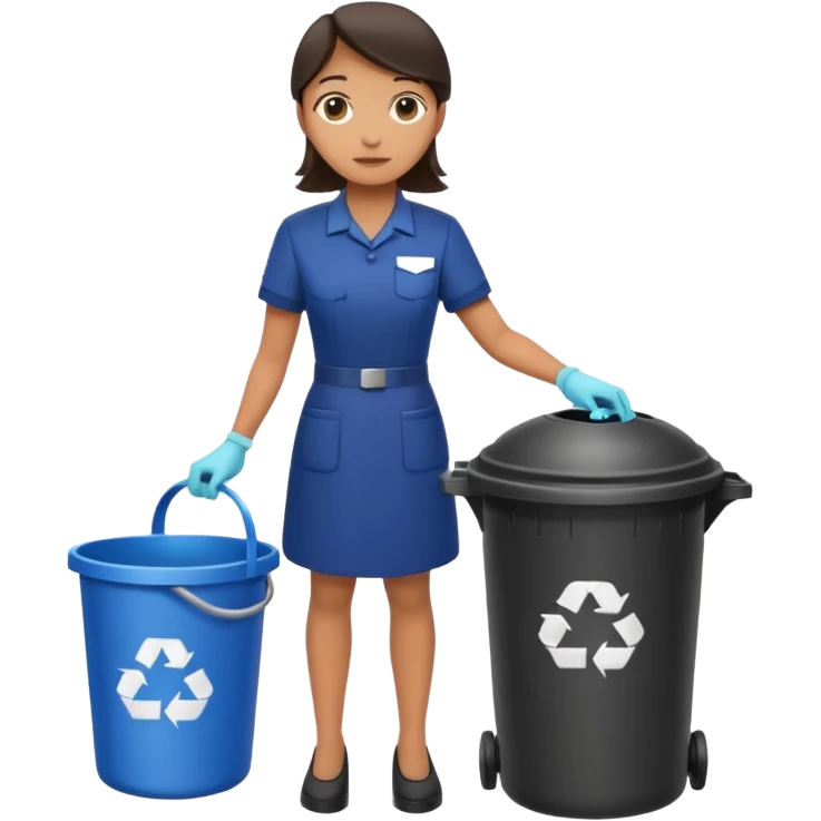 full body housekeeper putting trash in the trash can emoji