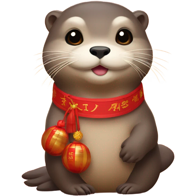 Otters on Korean Lunar New Year emoji