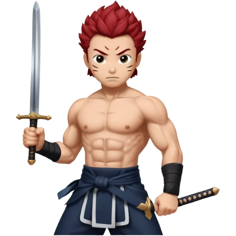 tangiro holding sword and a powerfull pose of standing emoji