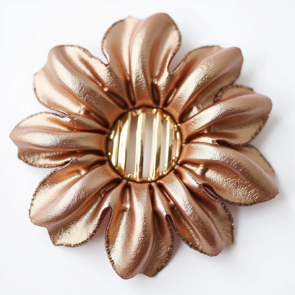 realistic hairclip made of rose gold metal, photorealistic, isolated, no hair, neutral background emoji