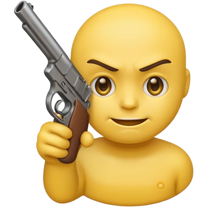 yellow emoji with a serious face holding a gun emoji
