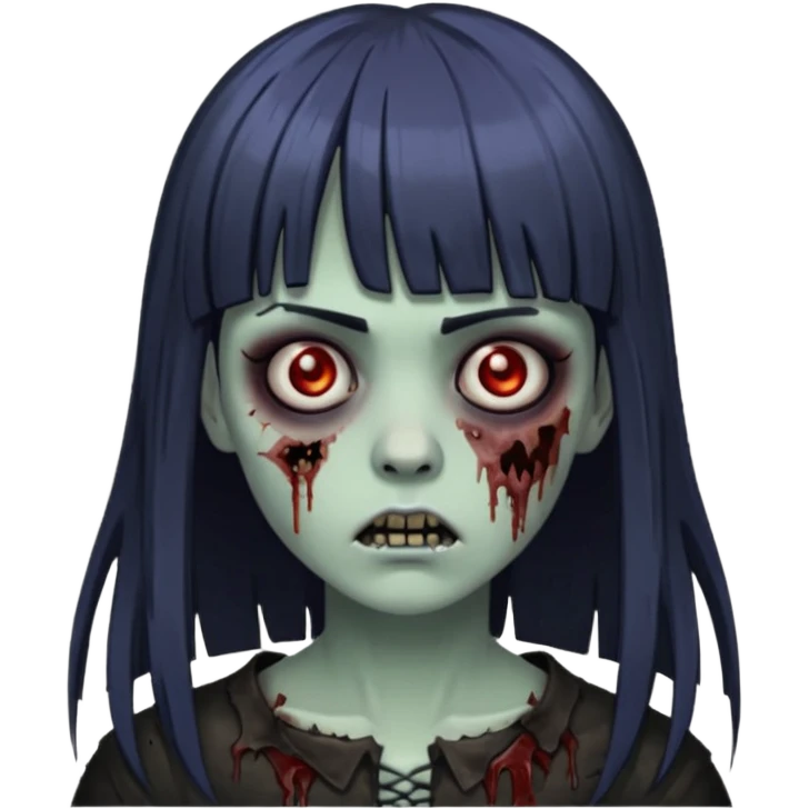 Uma zumbi com franja é uma pegada mais gothc emoji
