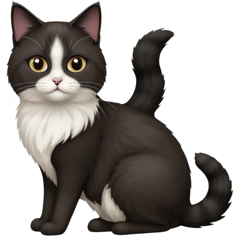 2 chats noirs et blancs qui se ressemblent, même taille et même couleur, l'une poil court l'autre poil ragdoll emoji