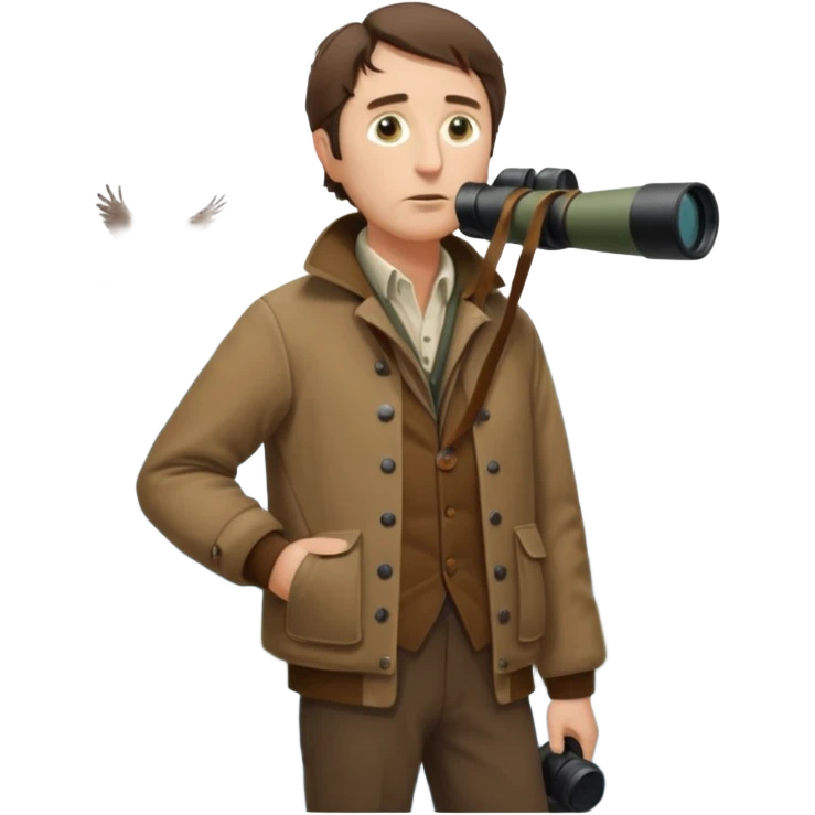 henry David thoreau full body looking up  birdwatching with binoculars emoji