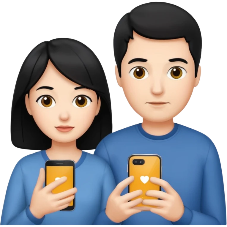 스마트폰 만지는 부모님 (한국인에 맞게 흑발로 만들어줘.) emoji