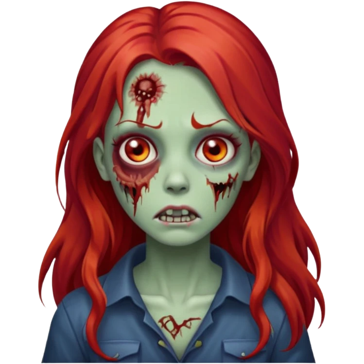 garota zumbi com o cabelo vermelho longo  emoji