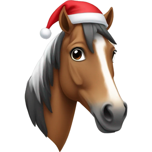 Horse with a santa hat on emoji